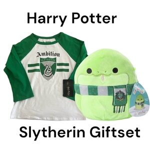 Harry Potter Slytherin Raglan Tee & Squishmallow